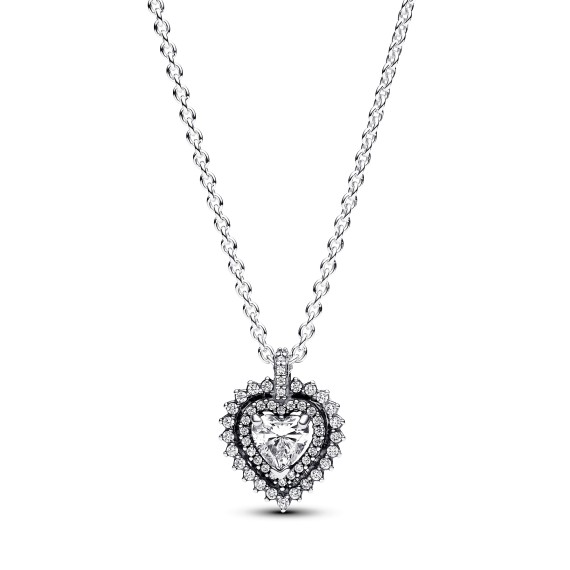 COLLIER AVEC PENDENTIF HALO COEUR SCINTILLANT