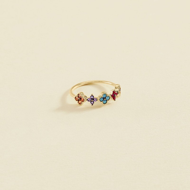 BAGUE FINE BELOVED - MULTICOLORE/DORÉ T52