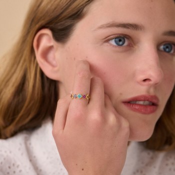 BAGUE FINE BELOVED - MULTICOLORE/DORÉ T52