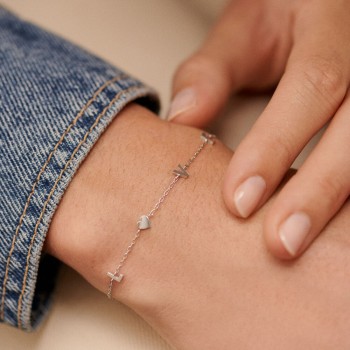 BRACELET SOUPLE WITH LOVE - ARGENTÉ