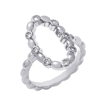 SAUNIER  BAGUE GALET 925 T052 OXYDE DE ZIRCONIUM BLANC