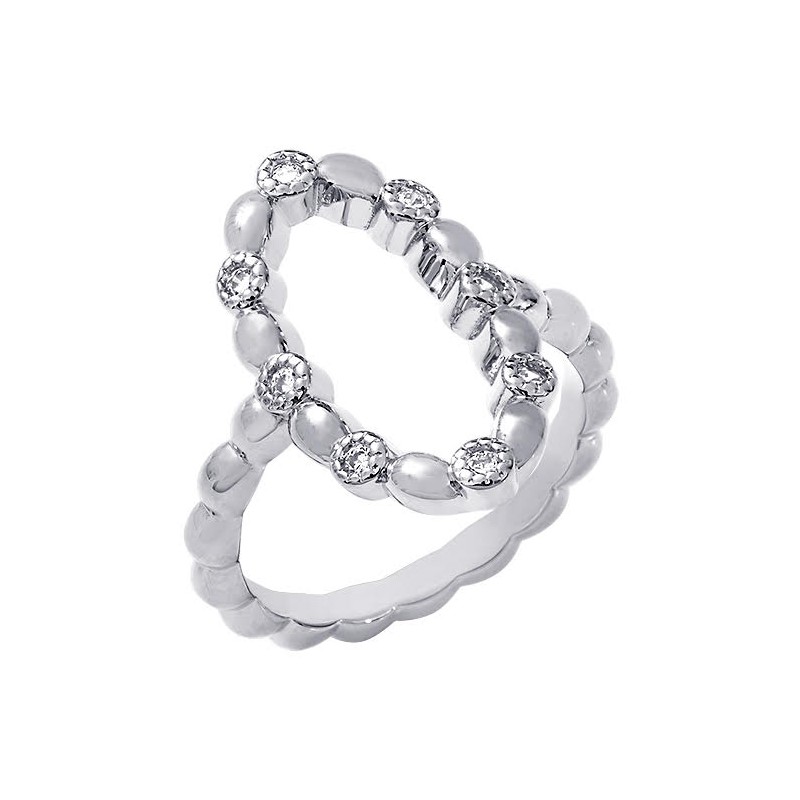 SAUNIER  BAGUE GALET 925 T052 OXYDE DE ZIRCONIUM BLANC