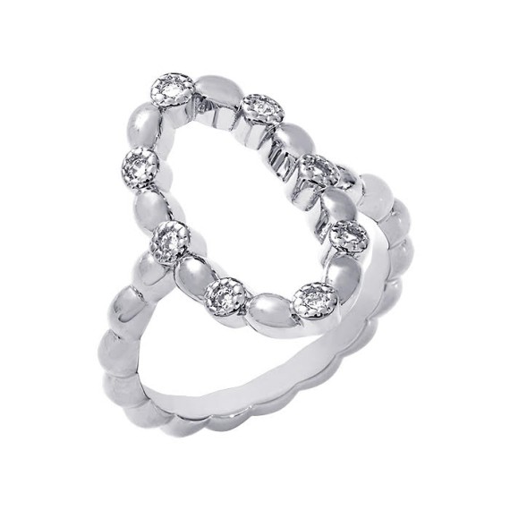SAUNIER  BAGUE GALET 925 T052 OXYDE DE ZIRCONIUM BLANC