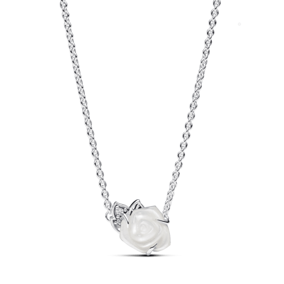 COLLIER ROSE BLANCHE ÉCLOSE