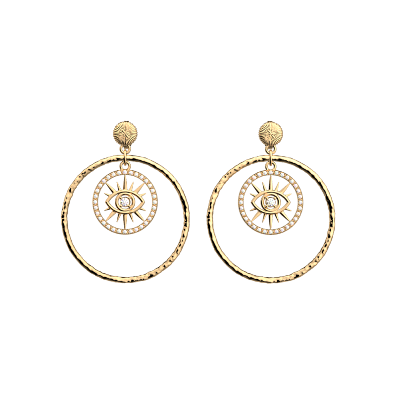 BOUCLES D OREILLES OEIL FINITION DORÉE