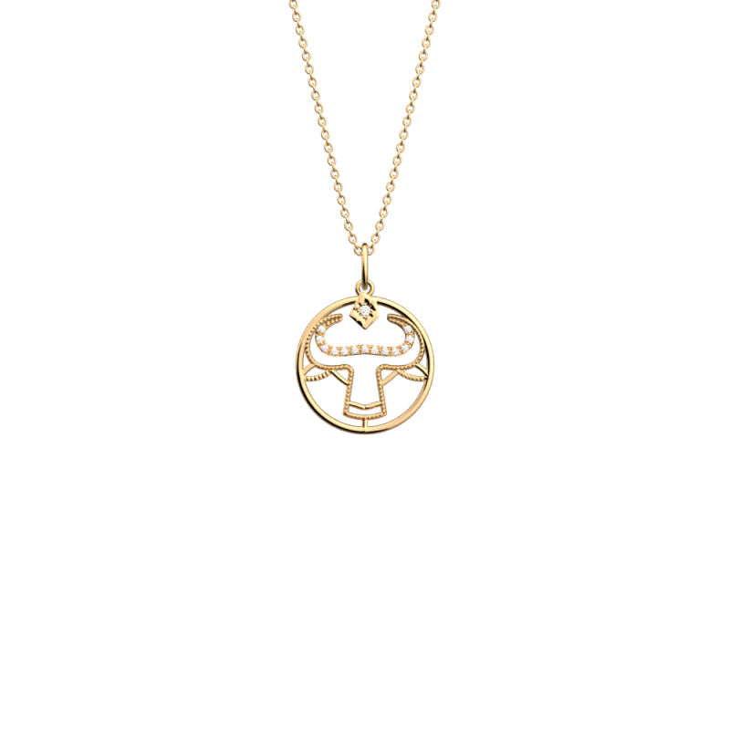 COLLIER ZODIAQUE TAUREAU FINITION DORÉE D20 MM