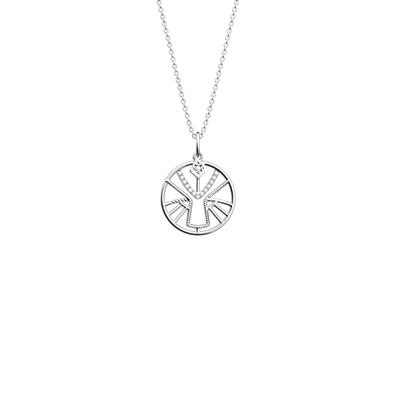 COLLIER ZODIAQUE LION FINITION ARGENTÉE D20 MM