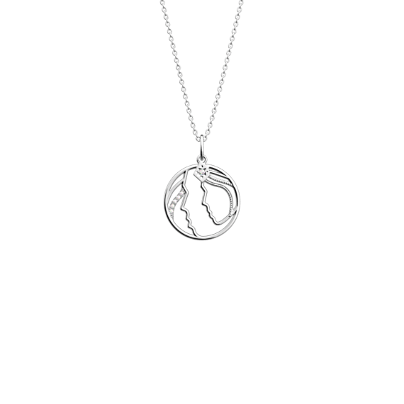 COLLIER ZODIAQUE GÉMEAUX FINITION ARGENTÉE D20 MM
