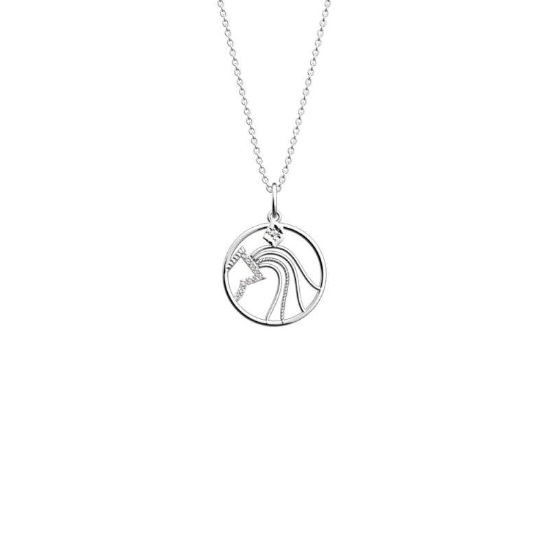 COLLIER ZODIAQUE VERSEAU FINITION ARGENTÉE D20 MM