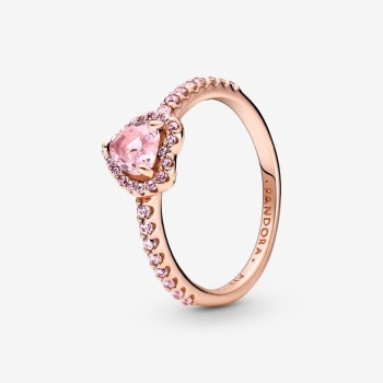 BAGUE COEUR SURÉLEVÉ SCINTILLANT ROSE T52
