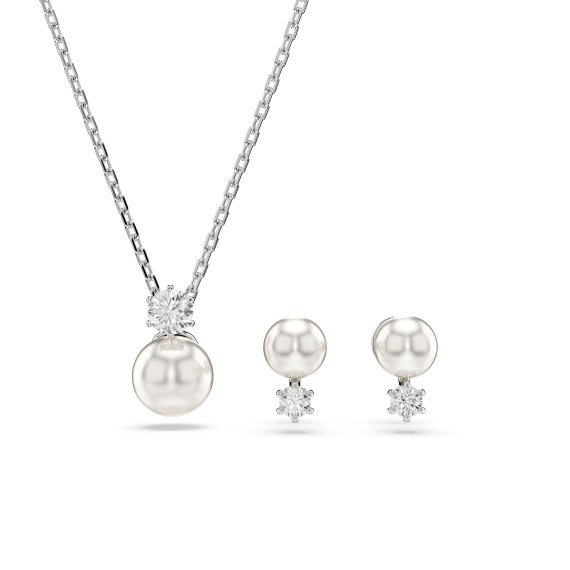 PARURE MATRIX PENDENTIF ET CLOUS D OREILLES - ARGENTÉ ET PERLE