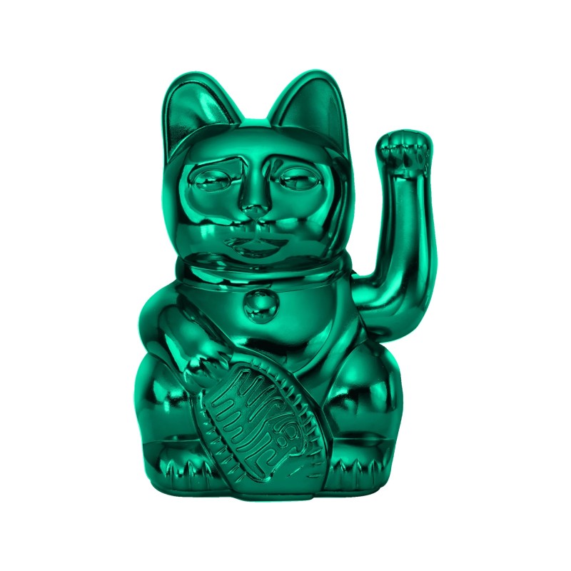 CHAT PORTE-BONHEUR MANEKI NEKO TEAL METALLISÉ