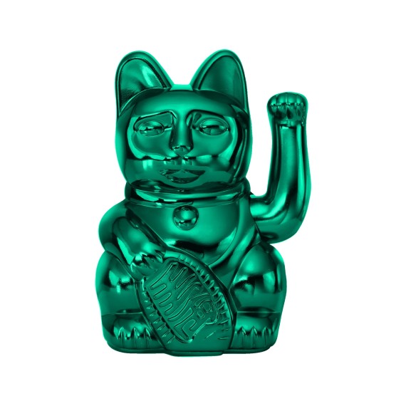 CHAT PORTE-BONHEUR MANEKI NEKO TEAL METALLISÉ