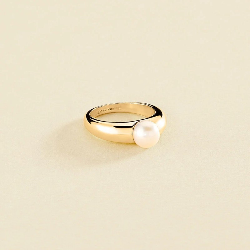 BAGUE MARGAUX - DORÉ/PERLE T56