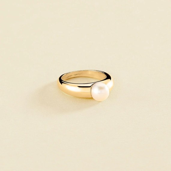 BAGUE MARGAUX - DORÉ/PERLE T56