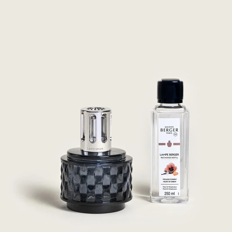 COFFRET LAMPE BERGER VARIATION GRIS PARFUM VELOURS D ORIENT