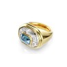 BAGUE COCKTAIL CHROMA AJUSTABLE T55-60 - DORÉ ET BLEU