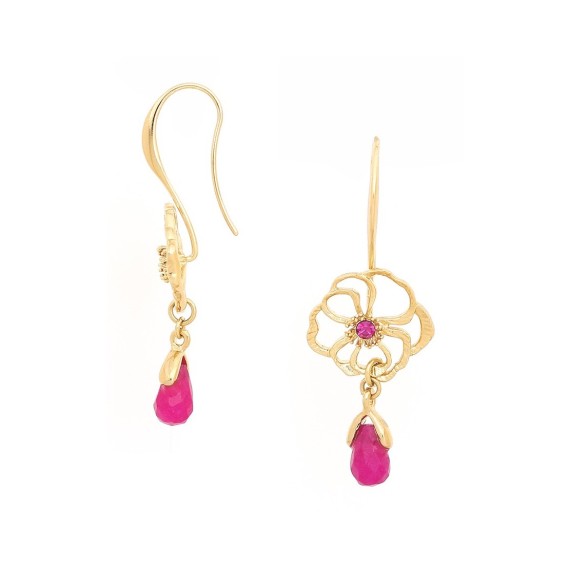 POPPY BOUCLES D'OREILLES GRAND CROCHET COQUELICOT GOUTTE JADE