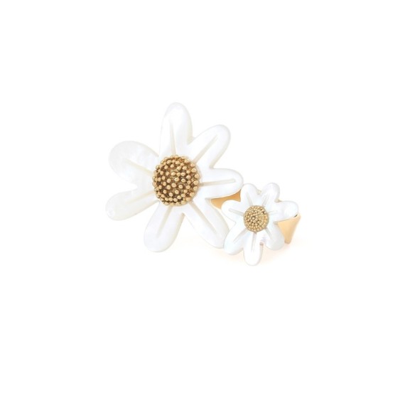 MARGUERITE BAGUE AJUSTABLE DUO DE FLEUR NACRE BLANCHE