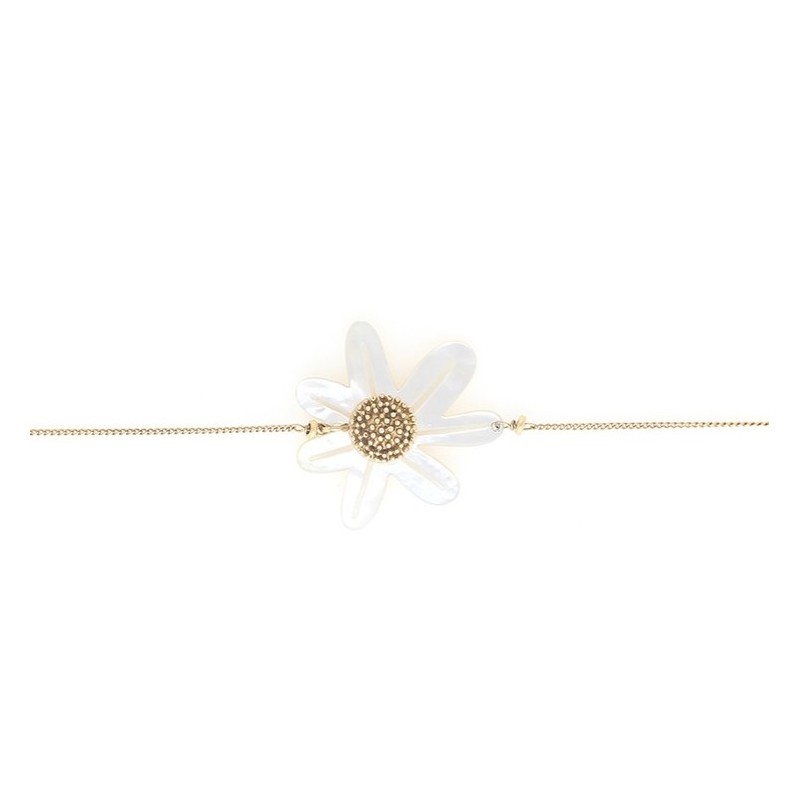 MARGUERITE BRACELET AJUSTABLE GRANDE FLEUR NACRE BLANCHE
