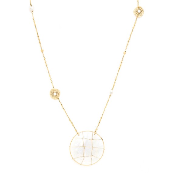 KIMBERLEY COLLIER LONG PENDENTIF NACRE BLANCHE