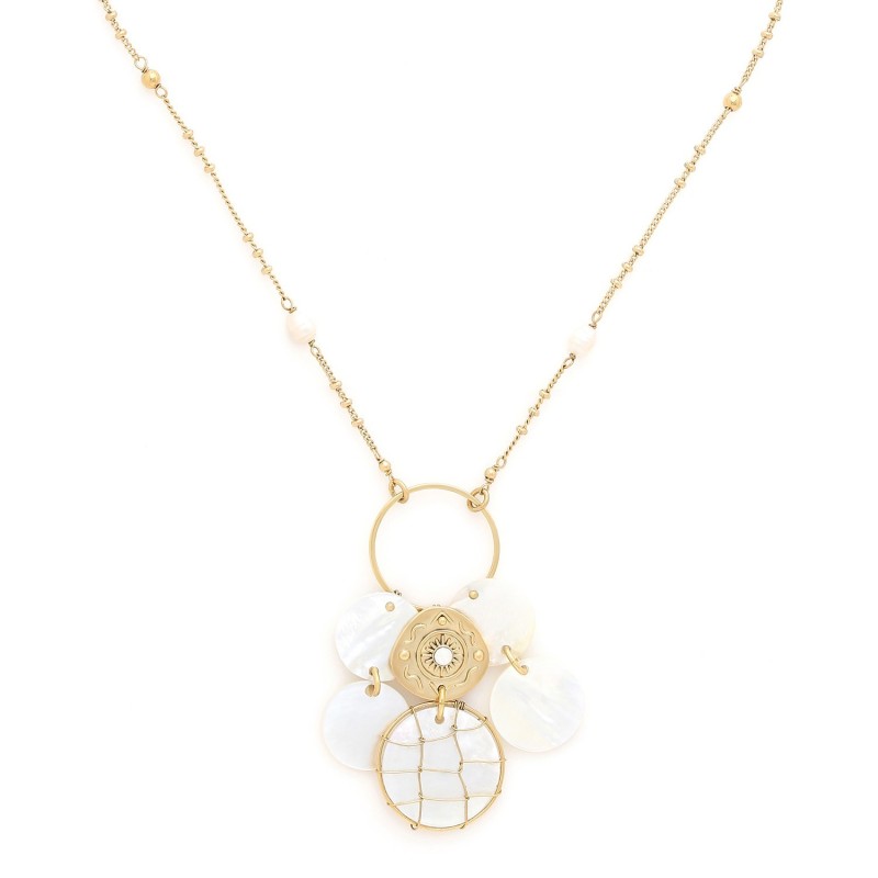 KIMBERLEY COLLIER MI-LONG MULTI DISQUES NACRE BLANCHE