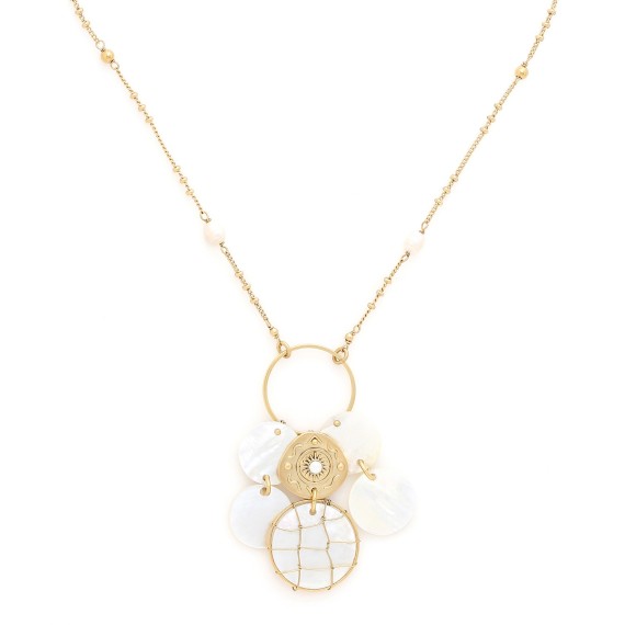 KIMBERLEY COLLIER MI-LONG MULTI DISQUES NACRE BLANCHE
