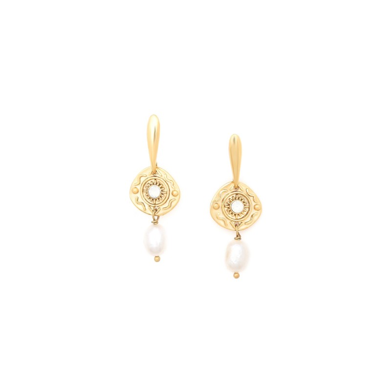 KIMBERLEY BOUCLES D'OREILLES POUSSOIR PAMPILLE PERLE D'EAU DOUCE