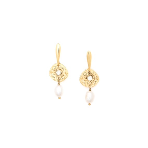 KIMBERLEY BOUCLES D'OREILLES POUSSOIR PAMPILLE PERLE D'EAU DOUCE