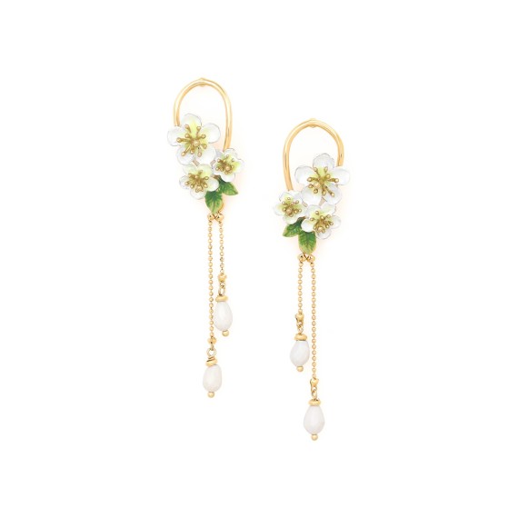HANA BOUCLES D'OREILLES POUSSOIR 2 PAMPILLES CHAINE