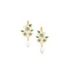 HANA BOUCLES D'OREILLES DORMEUSES 3 FLEURS DE CERISIER & GOUTTE VERRE FACETTÉ