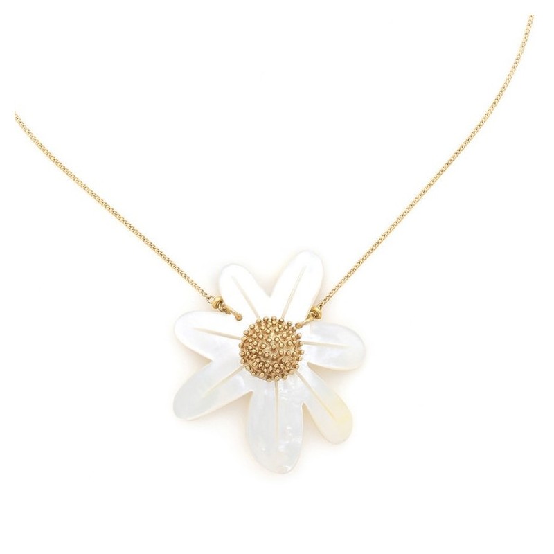 MARGUERITE COLLIER PENDENTIF GRANDE FLEUR NACRE
