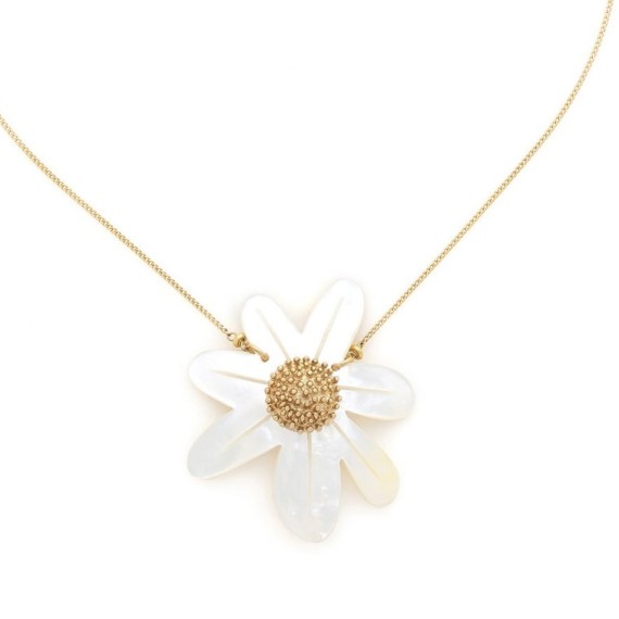 MARGUERITE COLLIER PENDENTIF GRANDE FLEUR NACRE