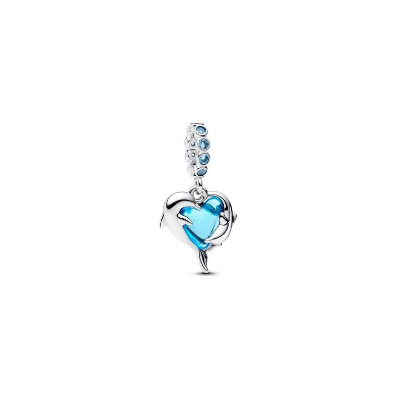 CHARM PENDANT DAUPHINS VERRE DE MURANO BLEU