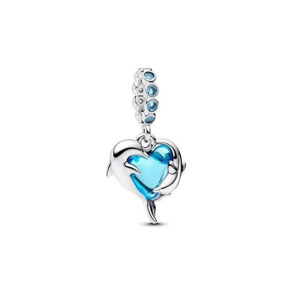 CHARM PENDANT DAUPHINS VERRE DE MURANO BLEU