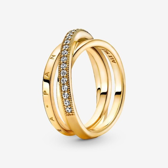 ANNEAU TRIPLE PAVÉ CROISÉ T56