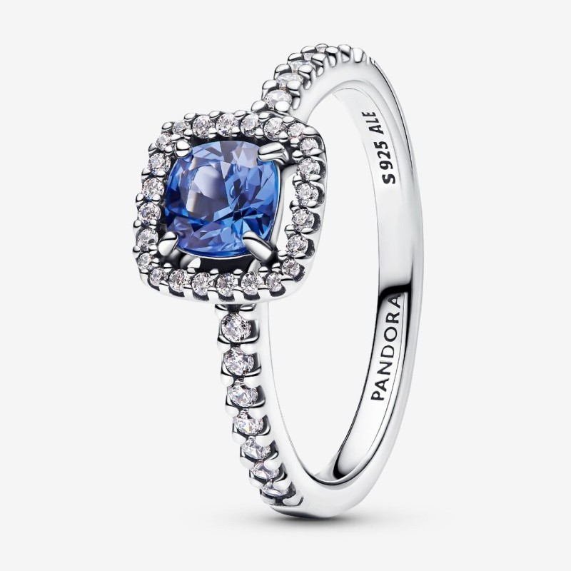 BAGUE HALO BLEU CARRÉ SCINTILLANT T54