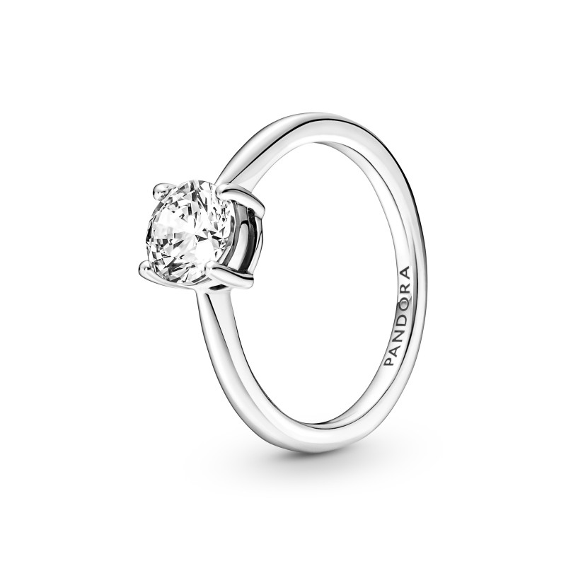 BAGUE SOLITAIRE SCINTILLANTE ARGENTÉE T58
