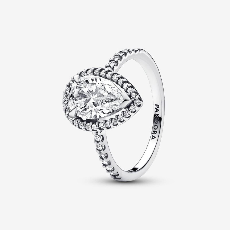 BAGUE HALO POIRE SCINTILLANTE T56