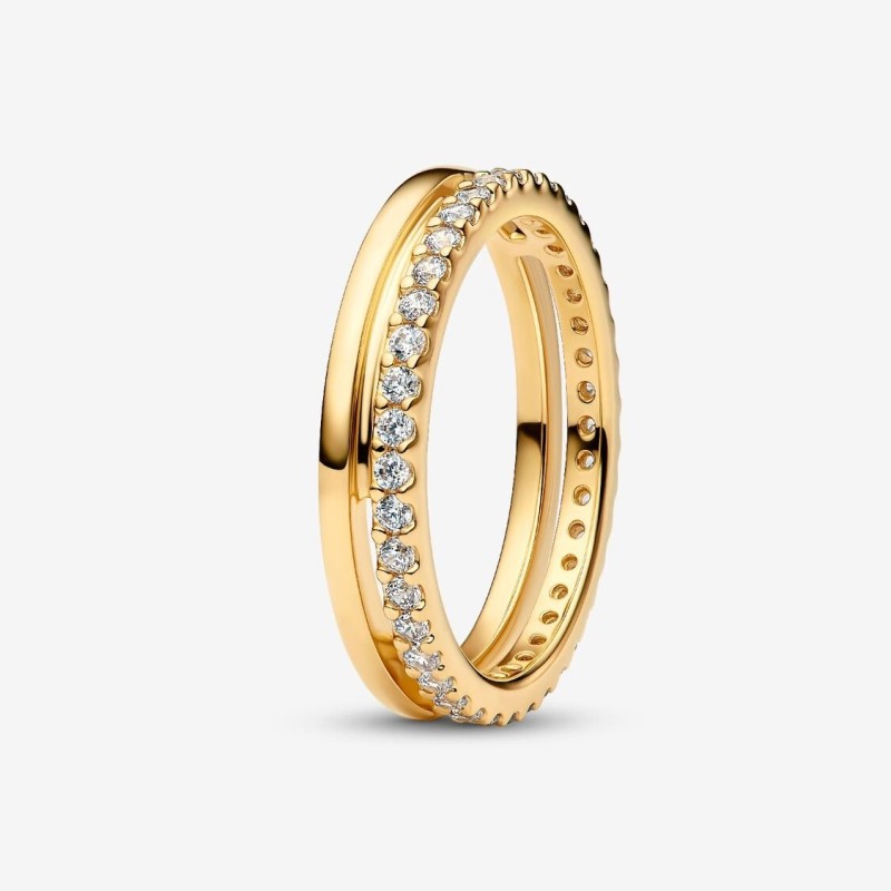 BAGUE ANNEAU DOUBLE DORÉE T52