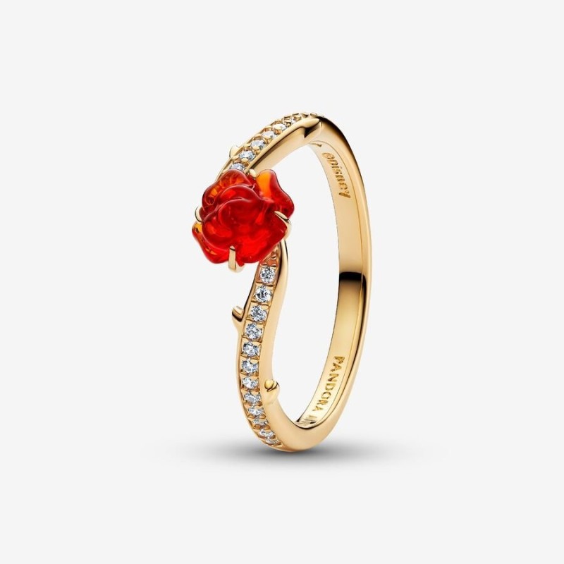 BAGUE DISNEY LA BELLE ET LA BÊTE ROSE ENCHANTÉE T54