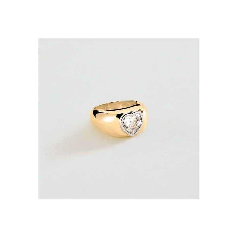 BAGUE LARGE VICTOIRE COEUR - DORÉ T56