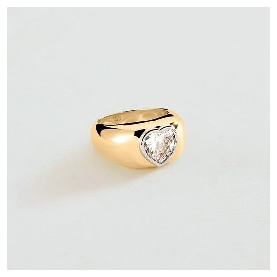 BAGUE LARGE VICTOIRE COEUR - DORÉ T56