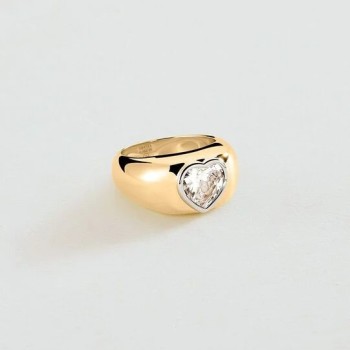 BAGUE LARGE VICTOIRE COEUR - DORÉ T58