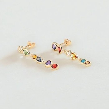 BOUCLES D OREILLES PENDANTES CANDY - MULTICOLORE / DORÉ