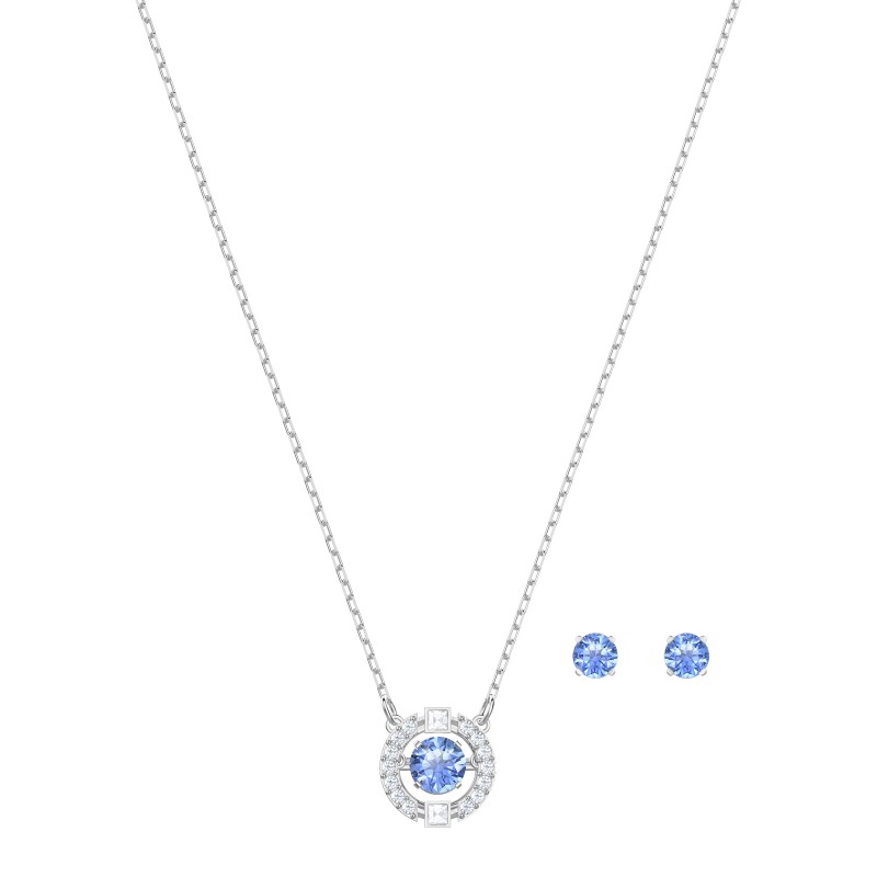 PARURE UNA COLLIER ET BOUCLES D OREILLES - ARGENTÉ/BLEU