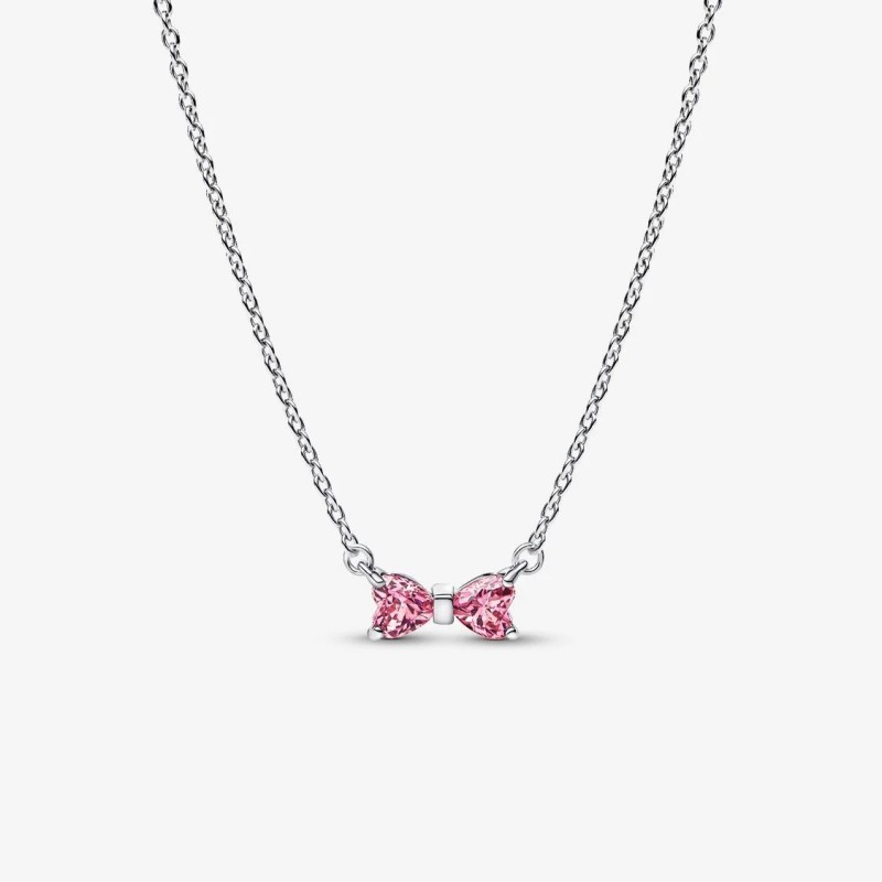 COLLIER À PENDENTIF NOEUD ROSE