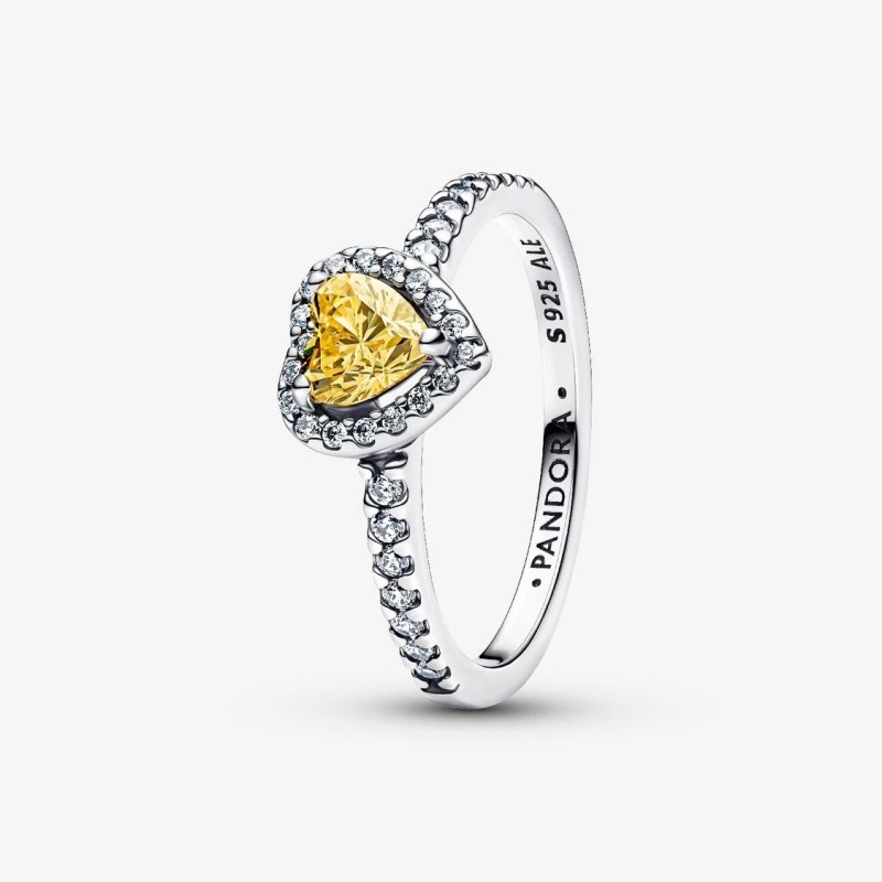 BAGUE COEUR SURÉLEVÉ JAUNE SCINTILLANT T54
