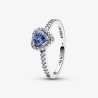 BAGUE COEUR SURÉLEVÉ BLEUET SCINTILLANT T56