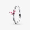 BAGUE PAPILLON ROSE SCINTILLANTE T54